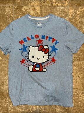 Sanrio Hello Kitty Light Blue Tee with Red & Blue Accents
